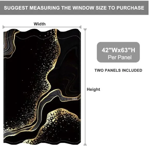 Baocicco Black and Gold Marble Window Curtains for Bedroom Living Room - Art Flu - Picture 2 of 6